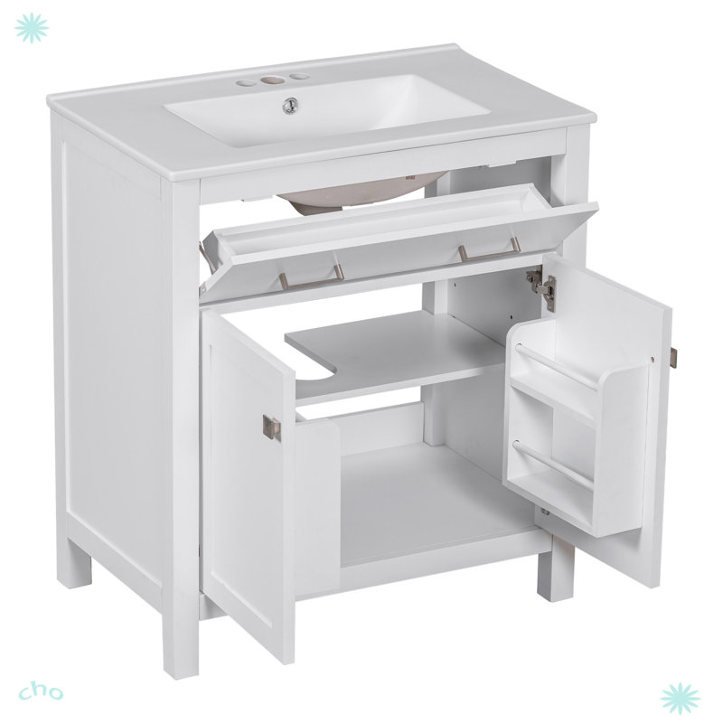 Meuble-lavabo 30 po avec lavabo en céramique, Blanc