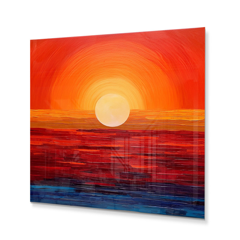 Coucher de soleil orange, jaune et doré III - impression sans cadre sur métal, H 36 po x l 36 po x P 1 po
