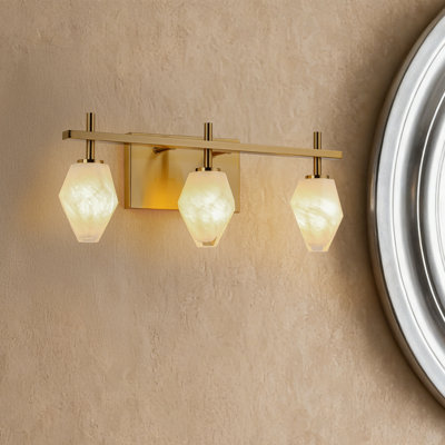 48-inch 3-light Wall Sconce Bathroom Lamp Handcrafted With Cloud-patterned Glass