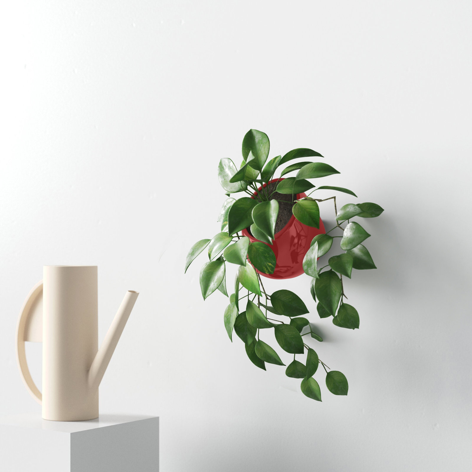 Hilaria Ceramic Wall Planter, 3.5'' H x 4'' W x 5" D, Glossy Red