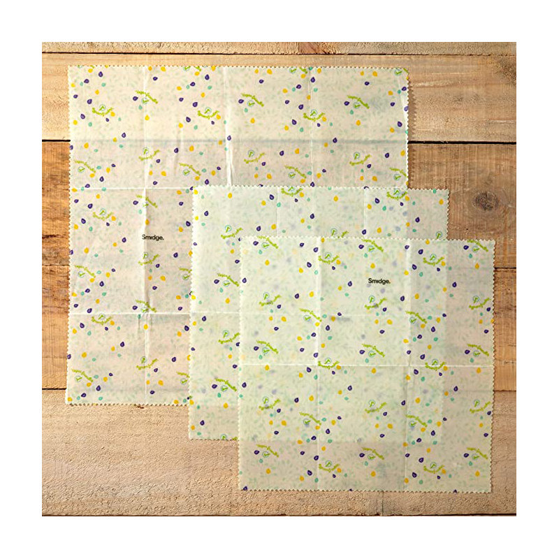 Smidge 3 Piece Vegan Wax Food Wraps, Kitchen Set