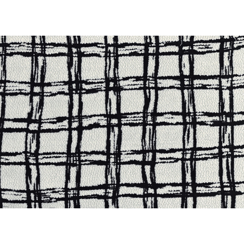 Pouf carré en tissu noir et blanc tapissé, repose-pieds antidérapant, fauteuil à billes, Tissu - Tissu écossais noir et blanc