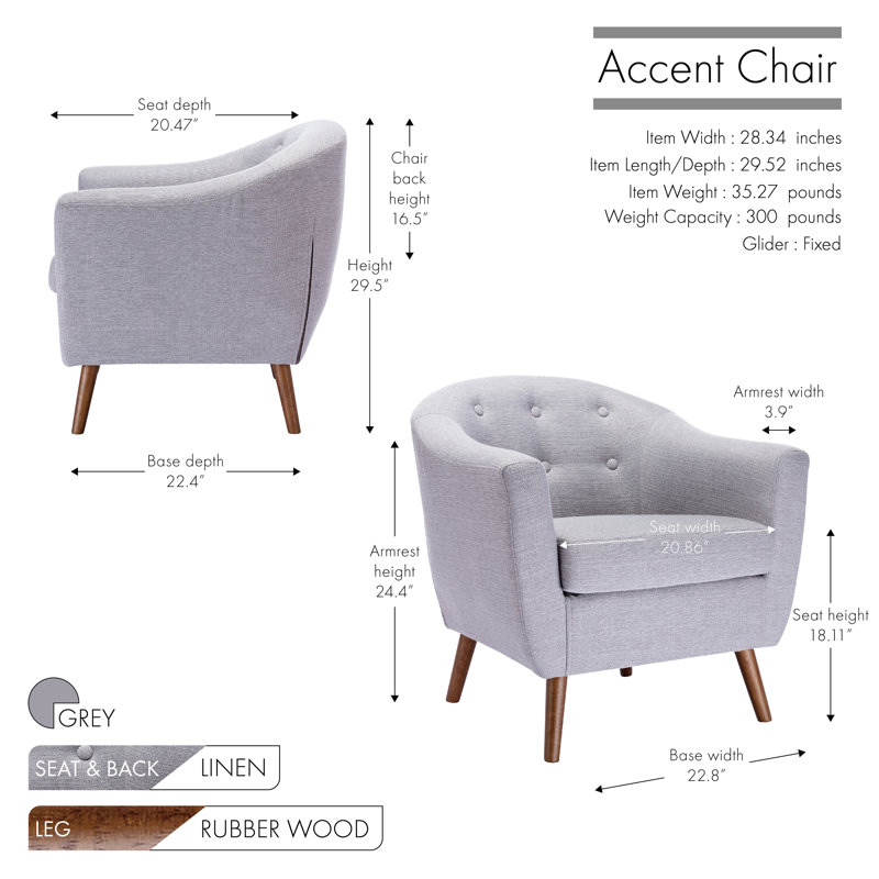 Amedee Upholstered Armchair, Gray