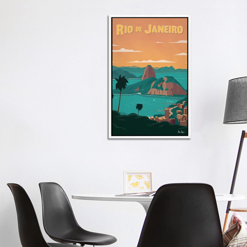 Rio De Janiero - Painting on Canvas, 101.6cm H x 66.04cm W x 3.81cm D, White Framed
