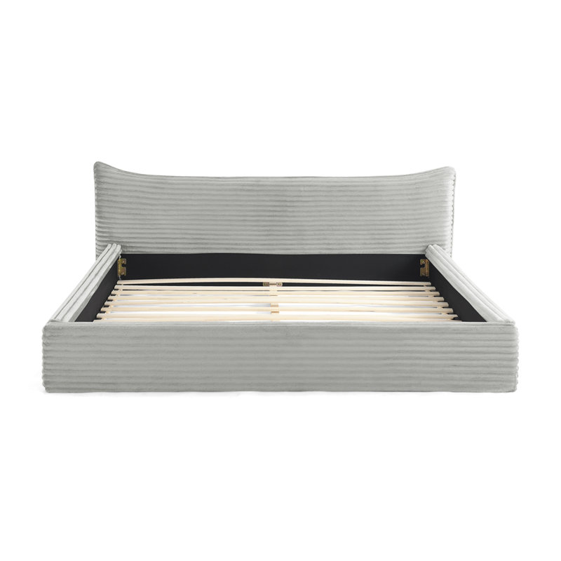 Grand lit plateforme tapissier, Gris foncé