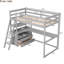 Lit mezzanine simple avec bureau, tablettes et tiroirs - gris, gris moderne et élégant