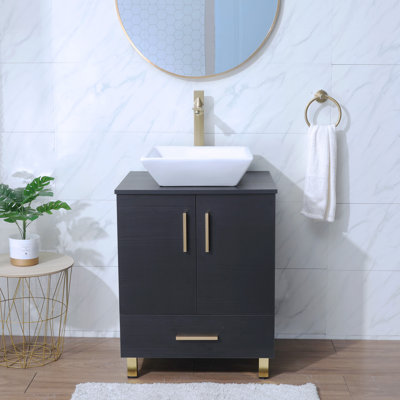 Meuble-lavabo simple noir 24 po Nicson