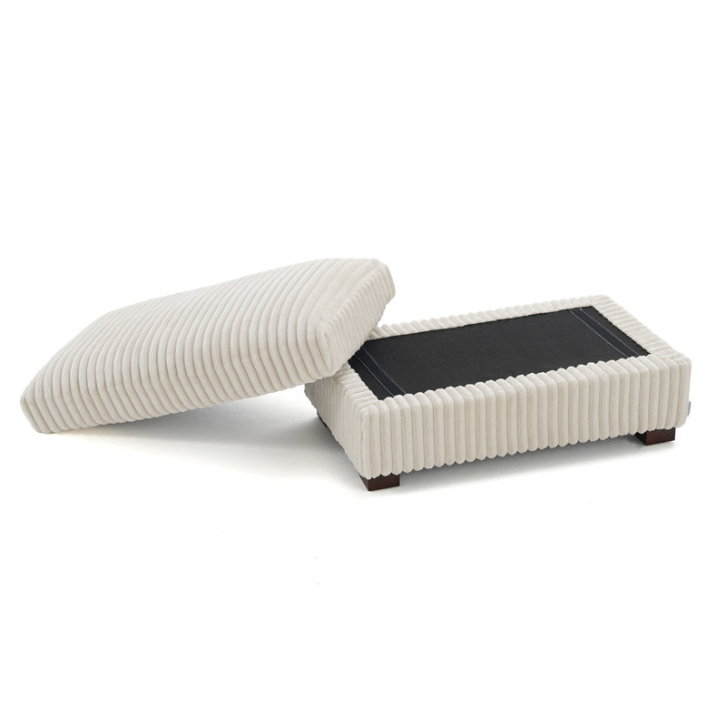 40.15cm Wide Rectangle Solid Colour Footstool Ottoman, White