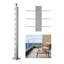 Poteau de rampe à câble, poteaux d'escalier de terrasse de 42 po x 2 po x 2 po, paquet de 1 poteau de main courante en acier inoxydable, piquets pré-percés avec support de fixation, noir