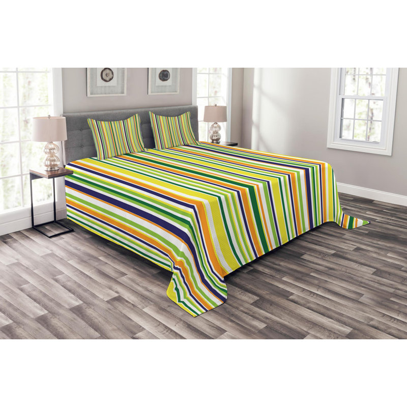 Modern & Contemporary Polyester Striped Coverlet, Queen Coverlet + 2 Shams