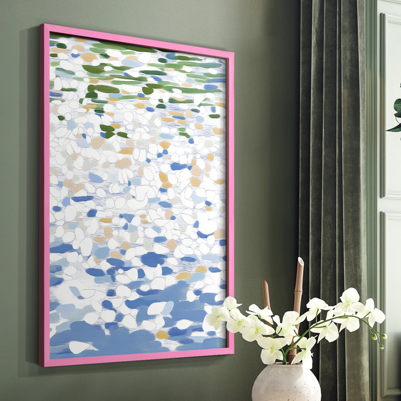 Abstrait, reproduction encadrée CDxxxix - prêt à être accroché, H 14 po x l 11 po, Rose