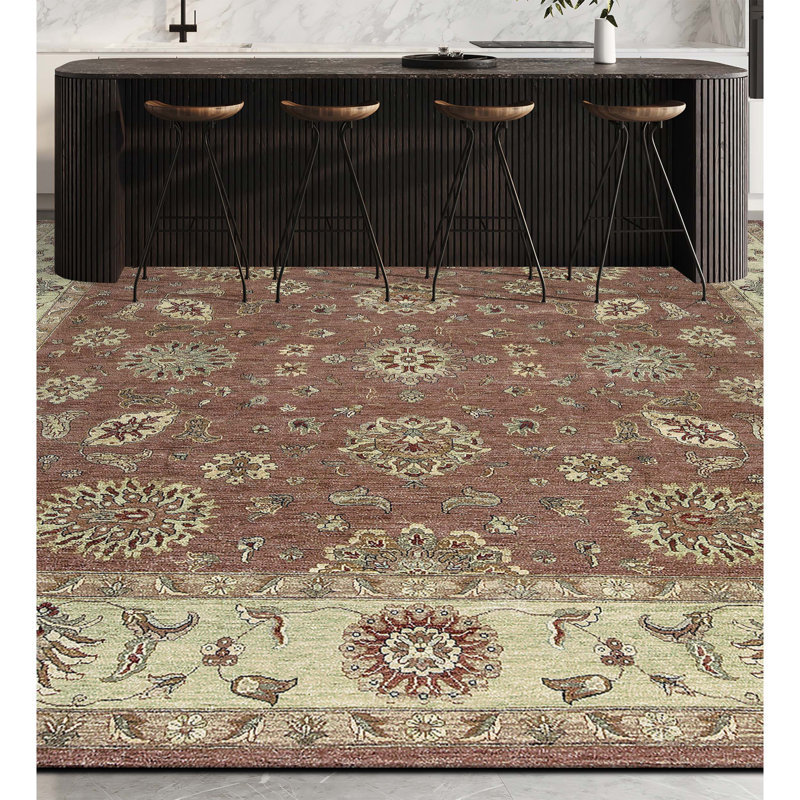 Tapis rouille et doré de haute qualité noué à la main