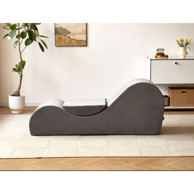 Chaise longue Solace en gris - Design ergonomique, noyau en mousse haute, housse lavable, chaise empaqueteuse compacte en mousse souple et ferme, machine et compacte