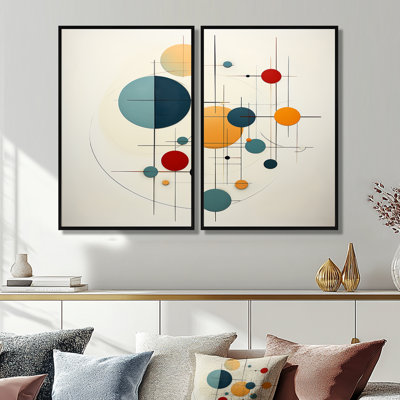 «Distant Galaxies Midcentury Elegant Retro I», art mural moderne sur toile bleue