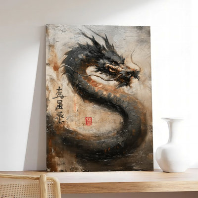 Canvas Wall Art Chinese Dragon Oil Painting Art Print Wall Decor Vintage Poster Print Home Decor