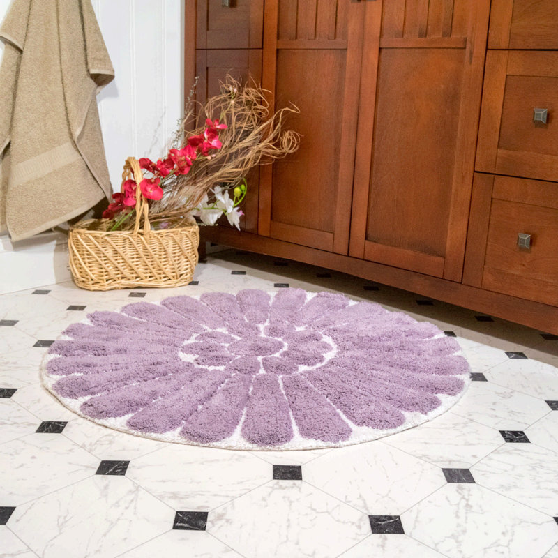 Tapis pour salle de bain Cressona, Blanc / lilas