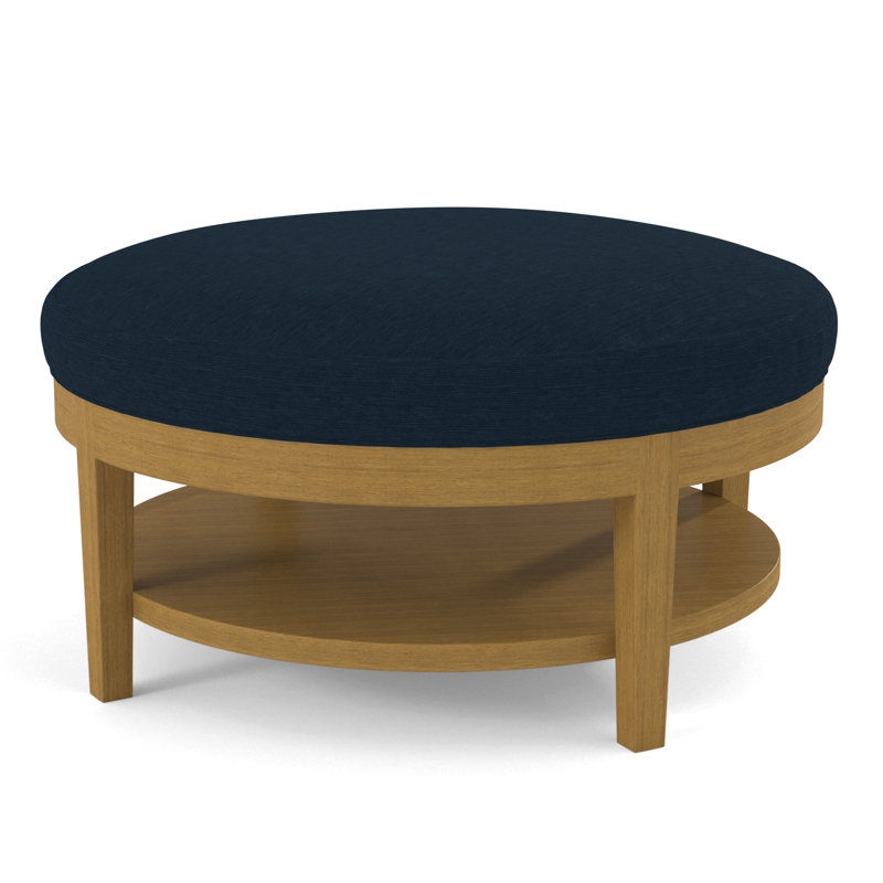 Midtown Upholstered Ottoman, Beige Performance Fabric; 0851-73, Honey Finish