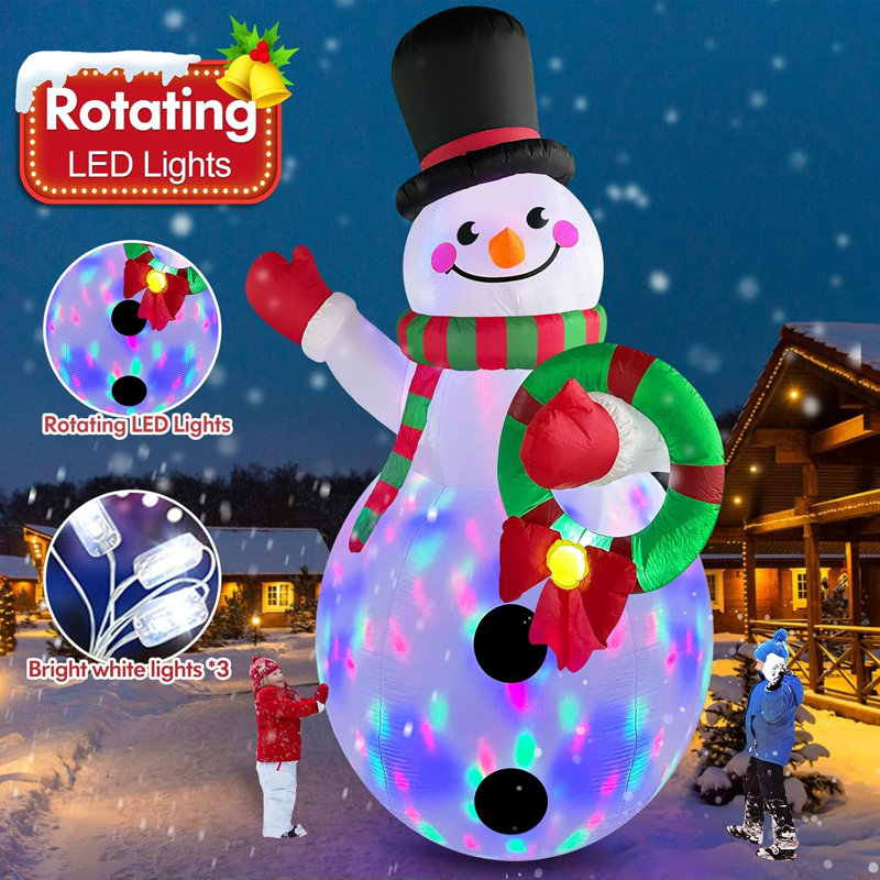 Snow Miser Inflatable The Holiday Aisle® 12 FT Giant Christmas Inflatables Snowman Built-In ...