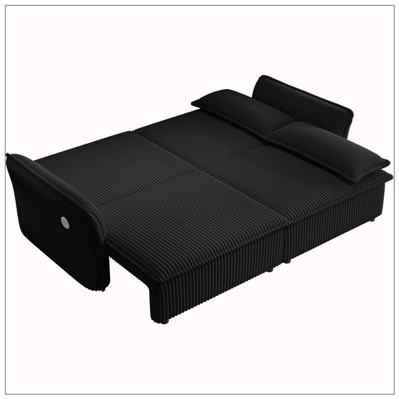 Canapé-lit de 85 pouces, lit gigogne, Black