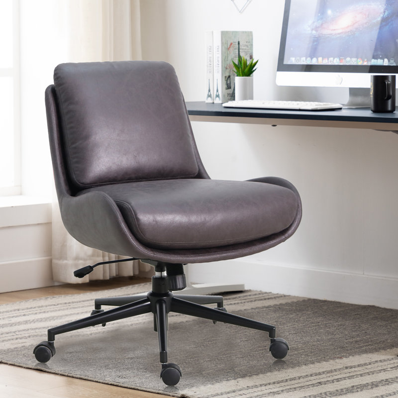 Chaise de travail Ashfan, Similicuir gris anthracite