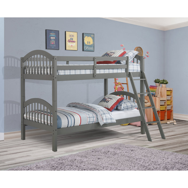 Swen Kids Twin Over Twin Bunk Bed, Gray Stain
