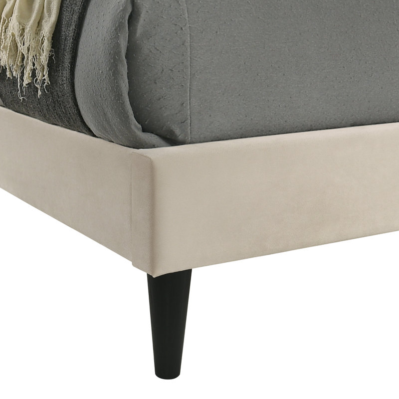 Aurella Upholstered Wingback Bed with Headboard, Queen