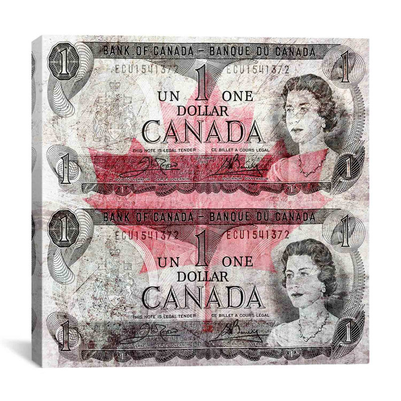 Un dollar canadien 6 impression sur toile, H 18 po x l 18 po x P 0,75 po