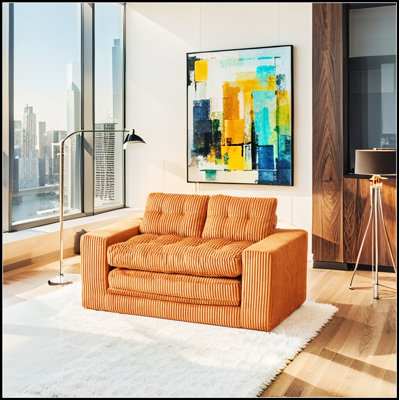 Convertible Loveseat Sofa Bed With Memory Foam Cushioning, Steel Frame Support, No-Assembly Design, And Space-Saving 2-In-1 Functionality For Small Living Areas.