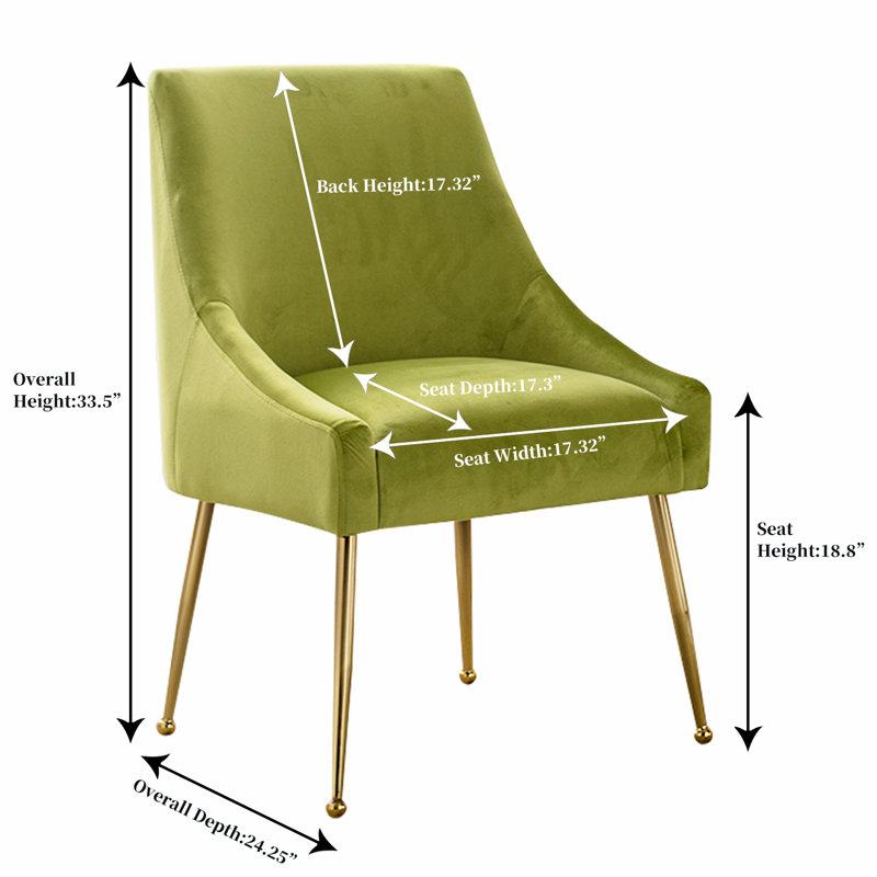 Drane 18.8'' H Tufted Velvet Upholstered Side Chair, Yellow Green