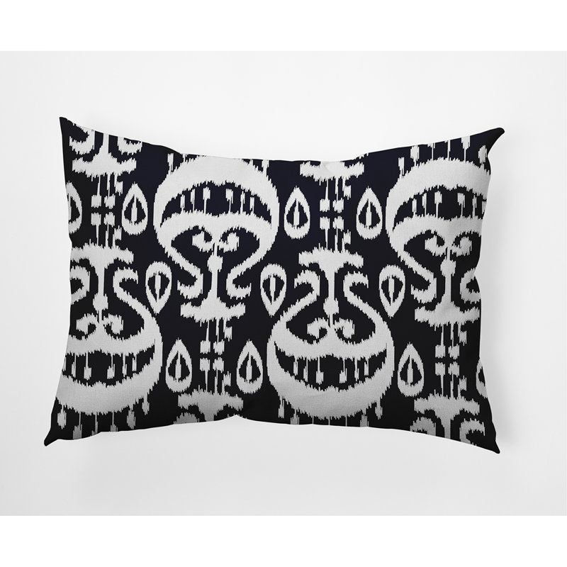 Ikat Outdoor Reversible Throw Pillow, Navy
