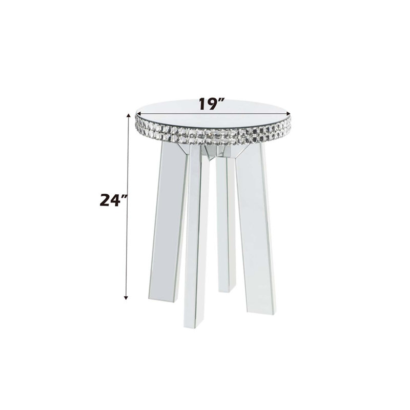 Table de bout Lotus, cristaux en miroir et faux glaçons