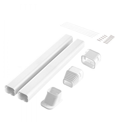 Mini Split Line Set Cover 3-inch W 7.4Ft L, PVC Decorative Pipe Line Cover For Air Conditioner with 2 Straight Ducts & Full Components Easy to Install by Ebern Designs