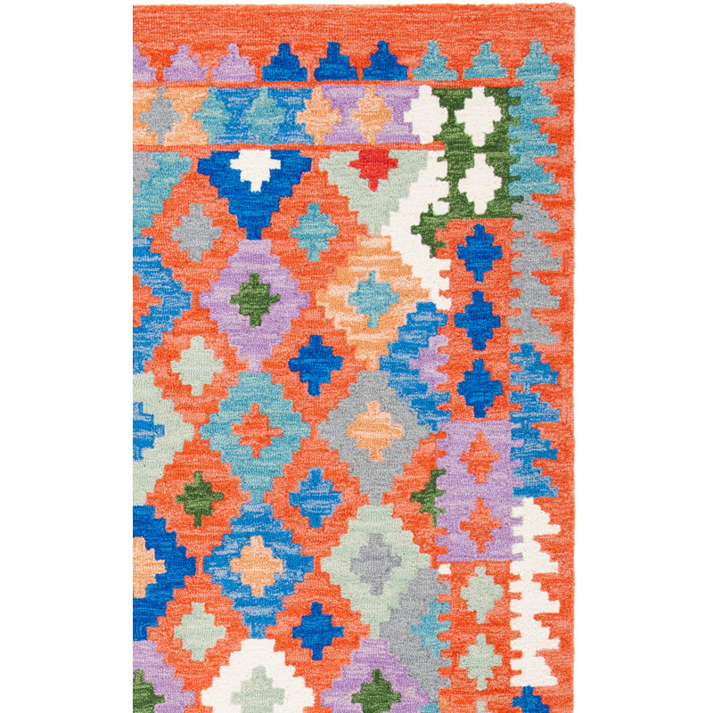 Tapis orange / bleu Horwich, Rectangle 4 pi x 6 pi