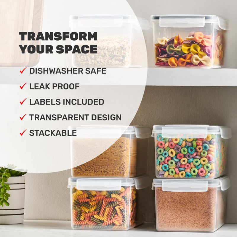 Clear BPA-Free Plastic Airtight Food Storage Jar Set