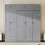 Grand lit escamotable mural avec armoires de rangement, tablettes, garde-robe et tiroirs, lit pliant peu encombrant, gris-163287869
