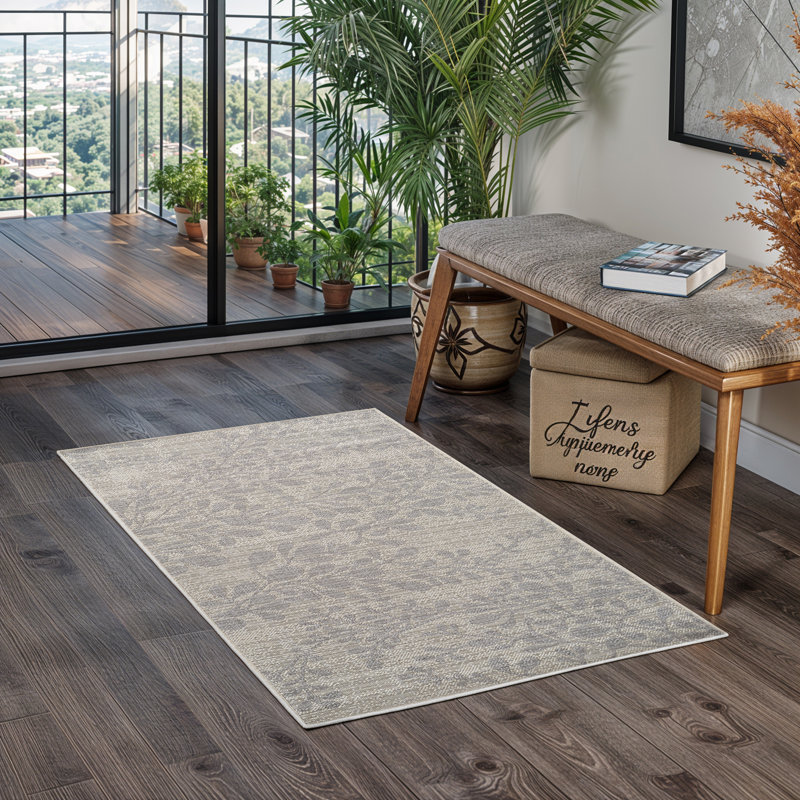 Semeraro Indoor & Outdoor Boho Rug Ivory/Grey, Rectangle 80 x 150cm