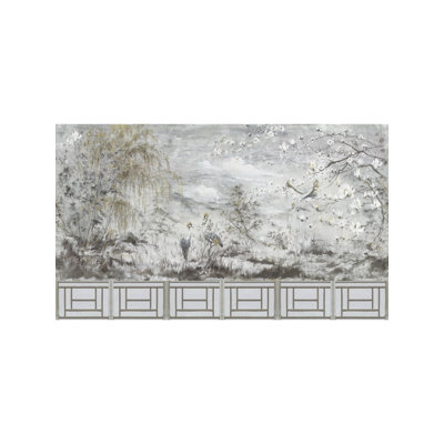 Blossom Chinoiserie Animal Print Non-Pasted Metallic Wall Mural