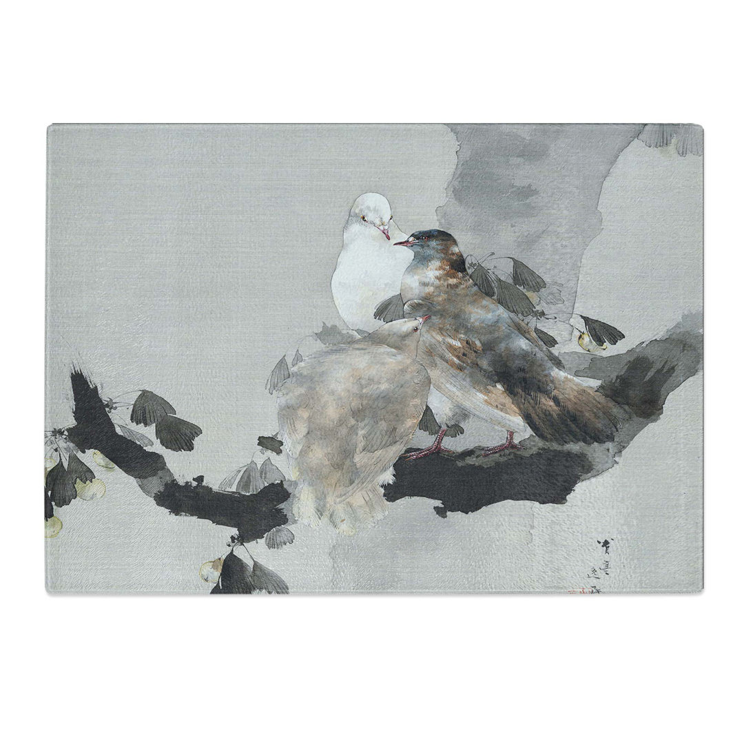 Tempered Glass Pigeons in a Tree by Watanabe Seitei Chopping Board