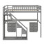 Lit mezzanine avec commode, bureau et bande lumineuse-375087754