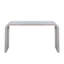 Console blanc délavé avec structure en forme de cascade courbée et détails en perles de bois, parfait pour les entrées et les couloirs.-338955972