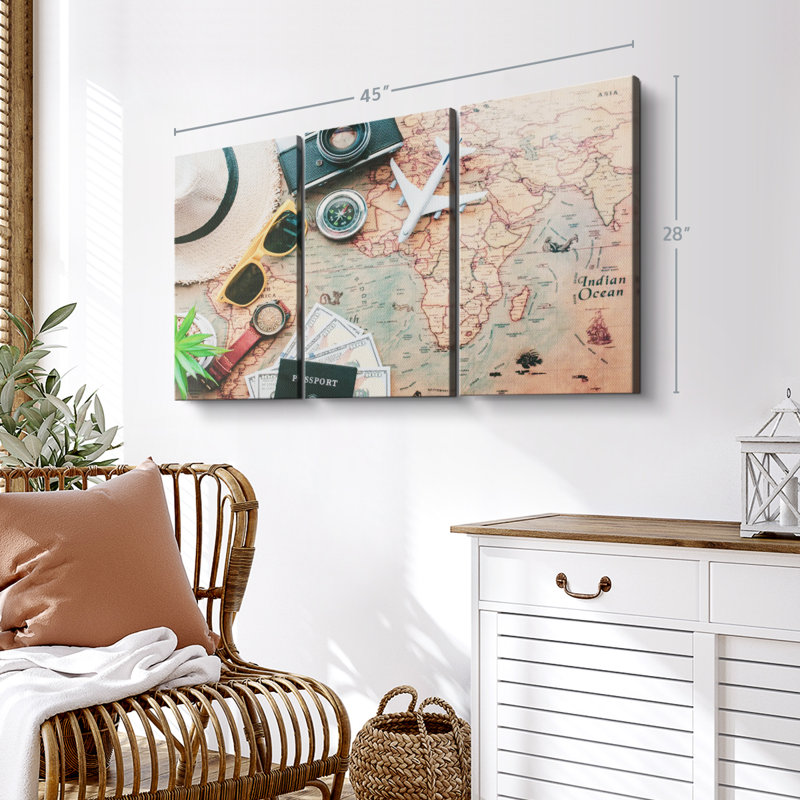 «Travel Wall Art» sur toile, H 28 po x l 45 po x P 1,25 po