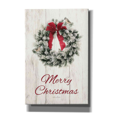 Titmouse Christmas Wreath par Lori Deiter - Photographie sur toile tendue