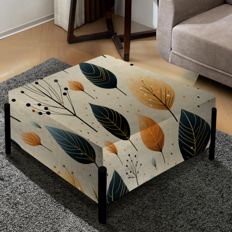Modern Leaf Patterns II - Plants Large Square Ottoman