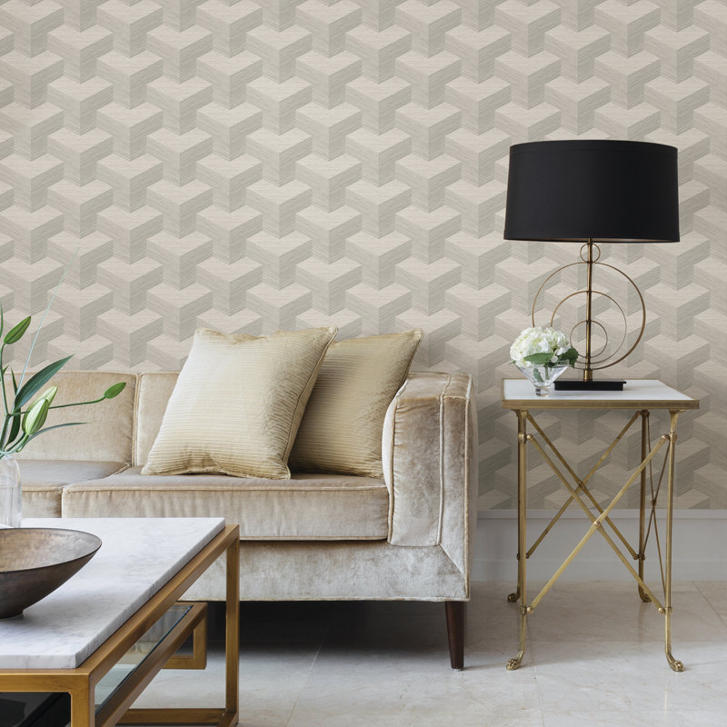 Pierce Geometric Texture Wallpaper, Light Gray