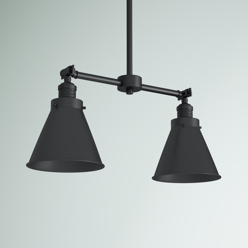 Lustre 2 lumières à abat-jour Donovan, Ampoule DEL 6 watts Vinage, Bronze huilé, Bronze huilé