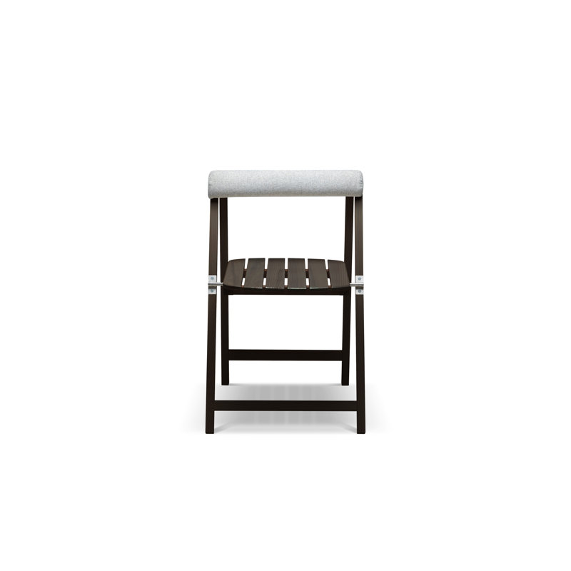 Calme Jardin Foldable Outdoor Patio Dining Side Chair with Cushion, Dark Brown