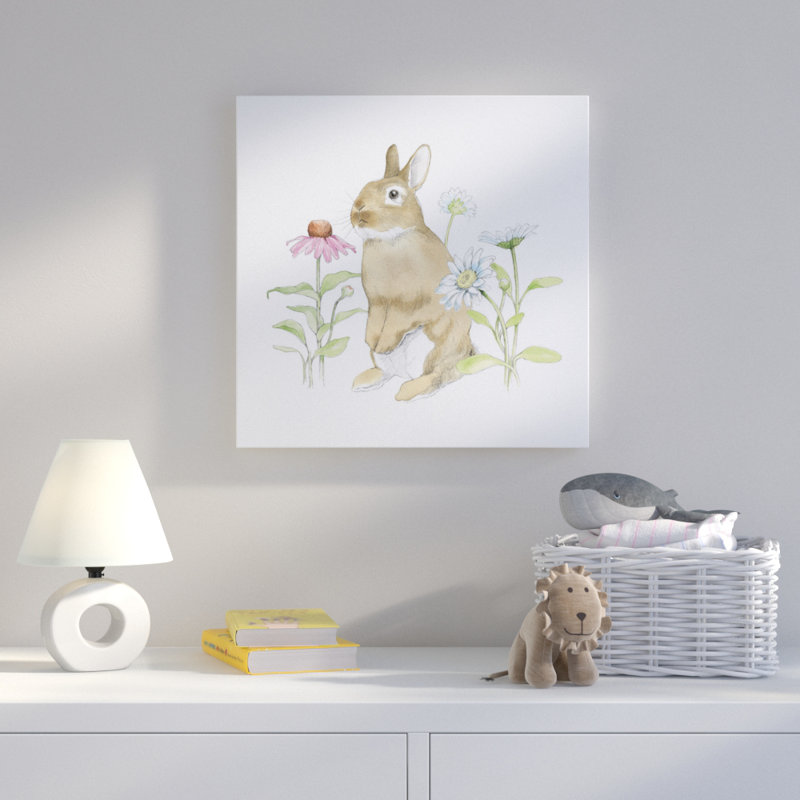 Wildflower Bunnies IV - reproduction sur toile, H 37 po x l 37 po x P 1,5 po, Toile tendue, Pas de tapis