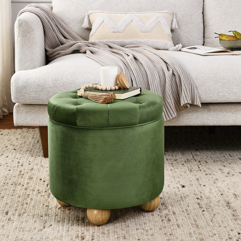 Rond - Flanelle: multifonctionnel avec option de rangement et de dessus pour le salon Multifonctionnel: flanelle, espace, couvercle de table