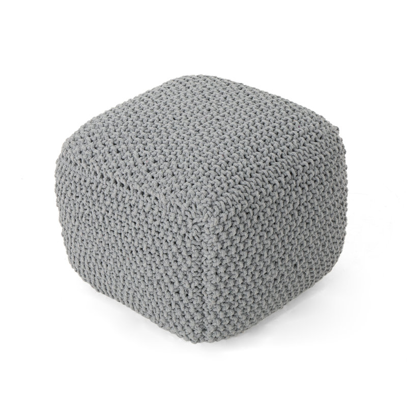 Pouf carré en coton de 20,5 po de large Corin, Gris clair