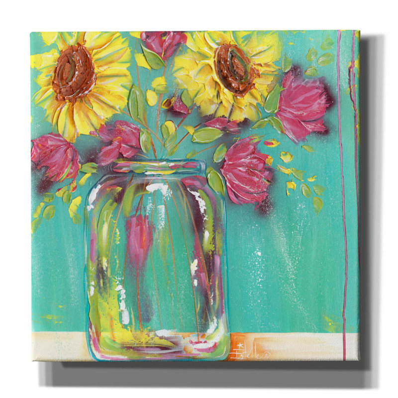 «Mason Jar Flowers» par Estelle Grengs, H 12 po x l 12 po x P 0,75 po